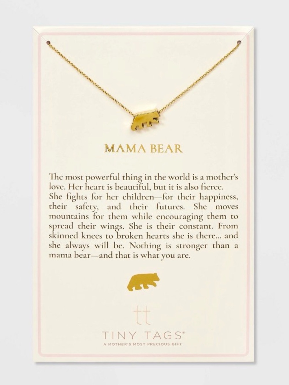 Mama Bear Gold Pendant Necklace